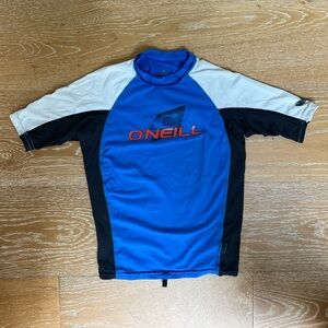O'Neill Blue and White Rash Guard - Kids Size 10
